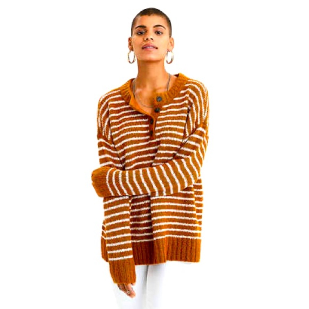 American Eagle Henley Stripped Pullover Sweater - image 1